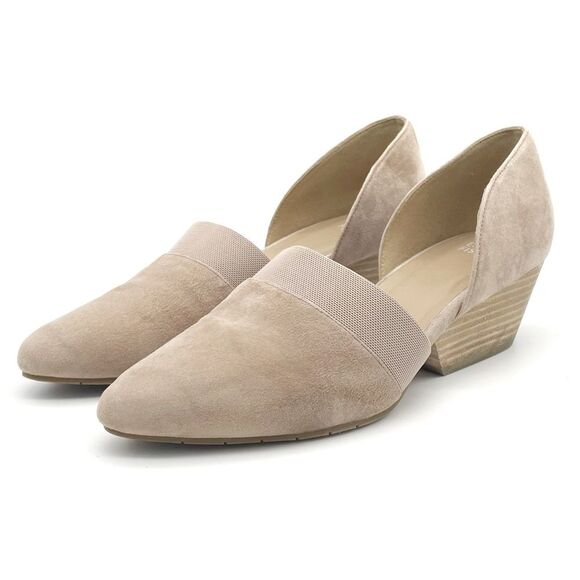 Eileen Fisher Hilly Wedge d'Orsay Pump in Earth Beige Taupe Suede Women’s Size 9 - Picture 12 of 16